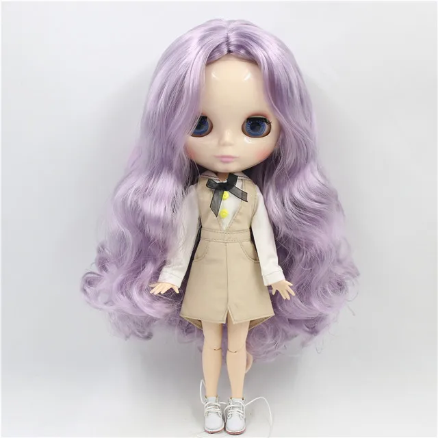 Ледяная фабрика blyth кукла белая кожа фиолетовый волос сустава тела bjd игрушка 30 см подарок для девочки - Цвет: DOLL DRESS SHOES