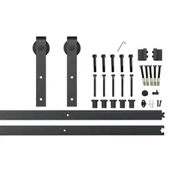 6.6ft Черная Сталь Боковое крепление раздвижные двери сарая фурнитура для раздвижных дверей набор 2x3. 3ft рельсы