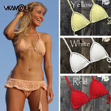 Vkamoli Горячая бразильская ручная работа крючком сексуальный женский бюстгальтер вязаное на бретельках Танк Урожай Топы с бюстгальтером без косточек Boho Bralet пляжный купальник бикини