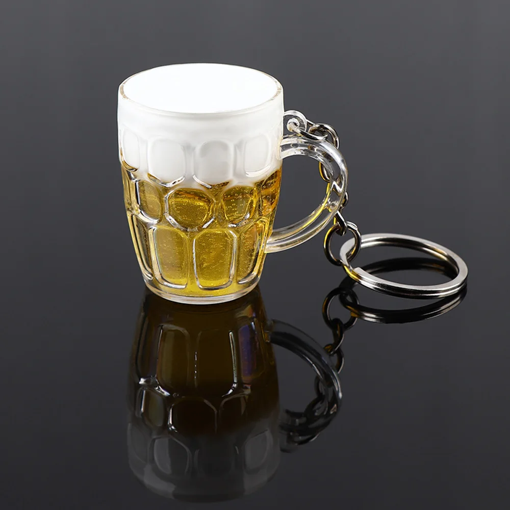 

Resin Beer Cups Keychain Car Keyring Key Chain For Men Woman Pendant Jewelry Simulation Food Handicraft Car Accessories