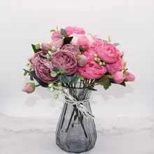 Красивые розы Пион Искусственные Шелковые цветы маленький букет цветов дома вечерние Весенние Свадебные искусственный цветок для декорирования