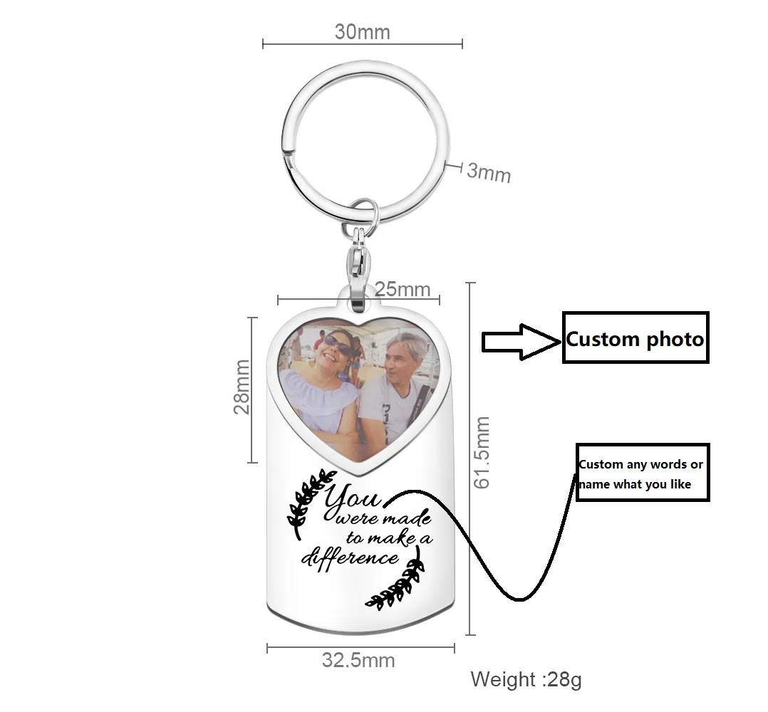 Custom Photo Keychain with Engraved Name & Date