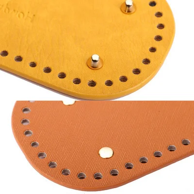 25Colors Long Bottom for Knitted Bag PU Leather Bag Accessories Handmade Bottom With 52 Holes DIY Crochetbag Bottom 22x10cm