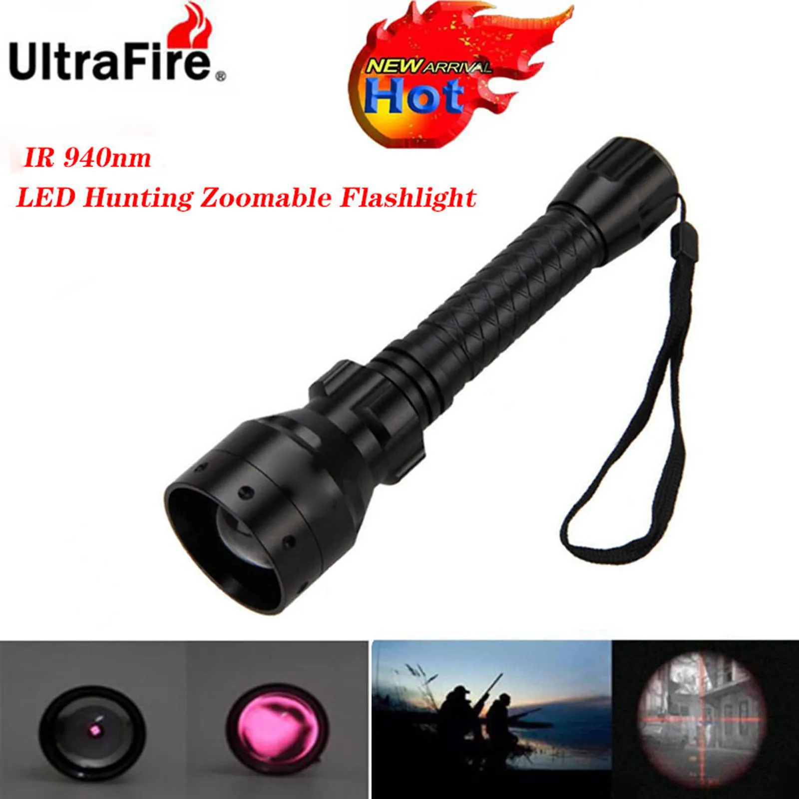 Portable IR night vision Flashlight 10W 850/940nm LED Zoomable Luz