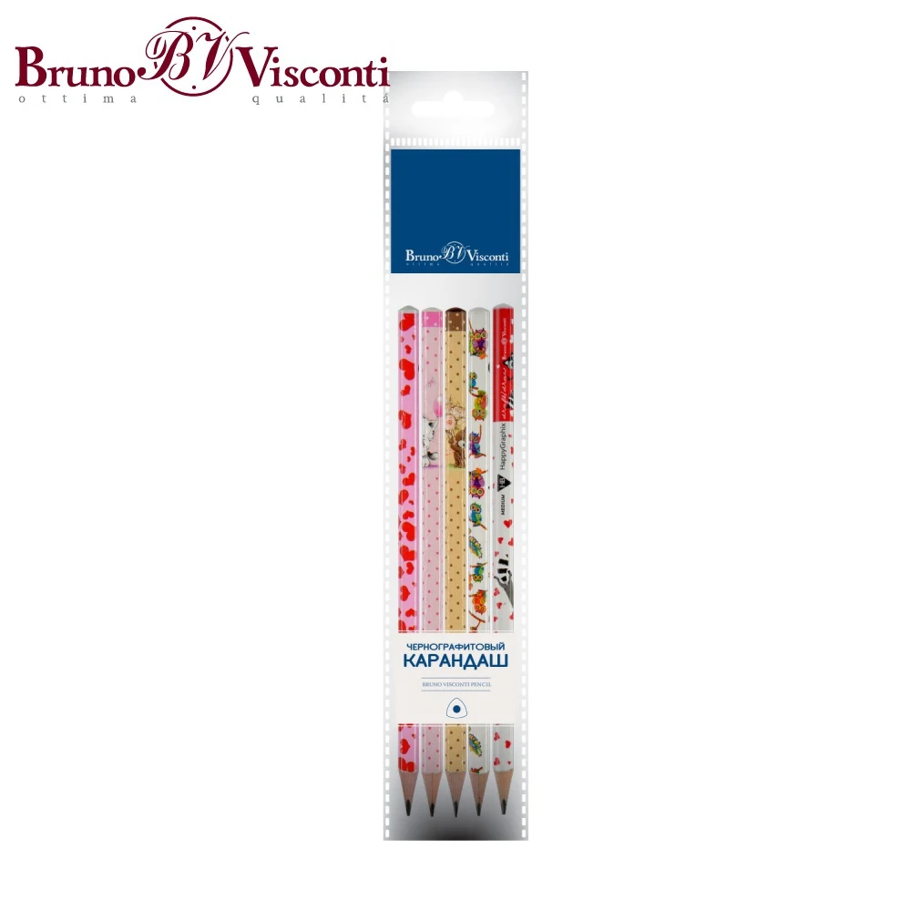 НАБОР из 5-ТИ КАРАНДАШЕЙ ЧЕРНОГРАФИТОВЫХ &quotHappy Graphix&quot НВ ВИД 1 21-0030-5/1 BRUNO VISCONTI |