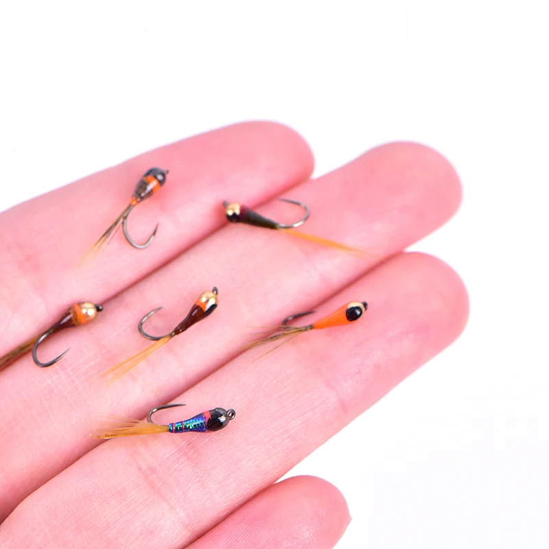 6PCS Tungsten Nymph Beadheads Fly Trout Grayling Brook Trout Fishing Quick Sink Fly