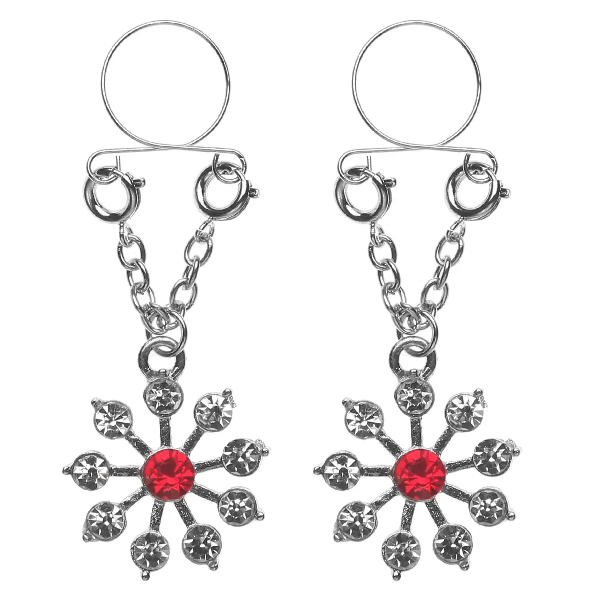 2 Pairs Fake Nipple Rings Dangle Non-Piercings Clip on Stainless Steel Nipple Clamps Body Piercing Jewelry Nipplerings Women