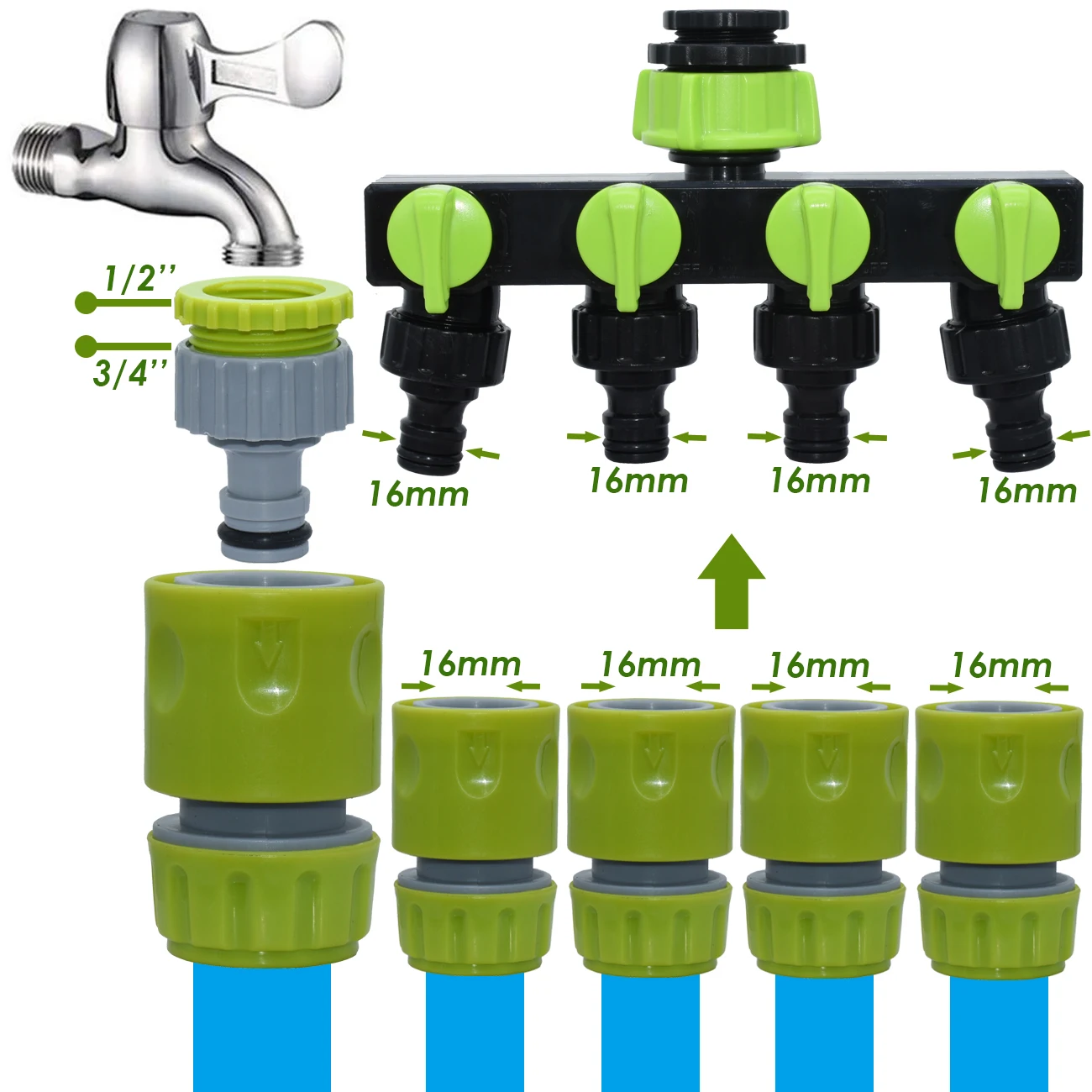 Description Picture 6 of itemSPRYCLE Greenhouse 10PCS 1/2 3/4 inch Watering Tap Adapter Garden Water 16mm Hose Pipe Connector Quick Connect Fitting Repair