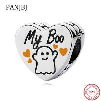 

Authentic 925 Sterling Silver Charms Halloween My Boo Romantic Heart Ghost Bead Fit Original Pan Bracelets DIY Women Jewelry