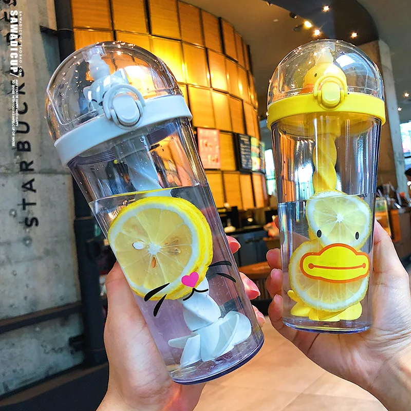 

Small Yellow Duck Mixing Cup Large Capacity Plastic Cup Creative Students Portable Drink Water Cup with Spiral Straw Milk Tea