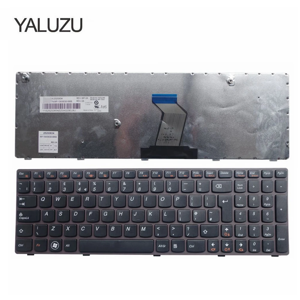 YALUZU Великобритании для LENOVO V570 V570C V575 Z570 Z575 B570 B570A B570E V580 V580C B570G B575 B575A B575E B590 B590A Клавиатура ноутбука