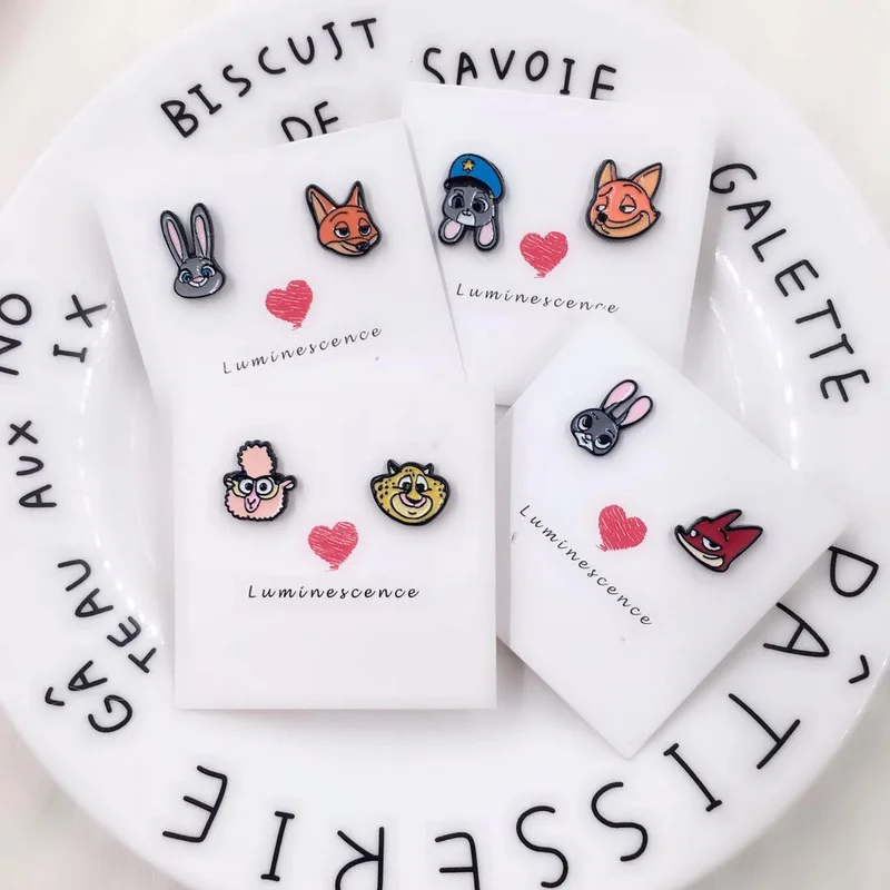 

EUPNHY Wholesale 20Pair Cartoon Zootopia Earrings Judy Nick Wilde Fox Stud Earrings for Women Girls Piercing Jewelry Gifts