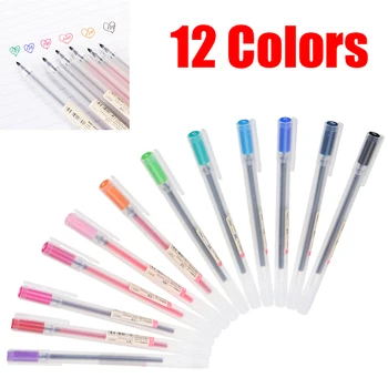 

12 Colors Simple Style Note Marker Pen Colorful 0.5mm Ink Gel Pen Set With Box School Office Supply Smooth Writing Stationery