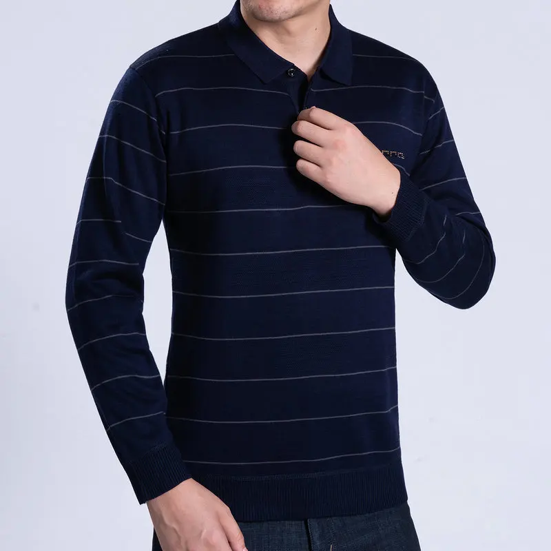 Men Elegant Woolen Blend Thick Fleece Shirts Dark Blue Green Cross Stripe Turn Down Collar Long Sleeve Wool Cashmere Blouse Male