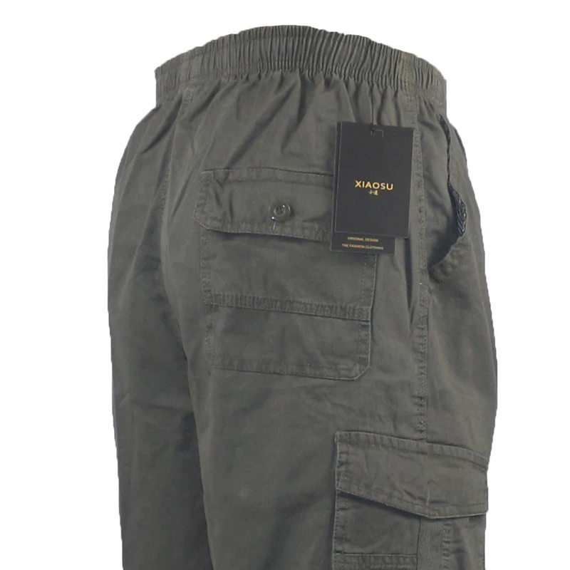 Summer 100% Cotton Men's Short Pants Casual Cargo Shorts Men Camouflage Baggy Elastic Waist Plaid Plus Size Male Short Big Size 6