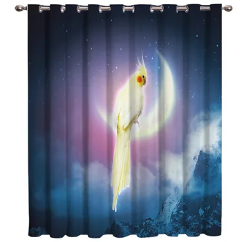 

Parrot Moon Window Treatments Curtains Valance Decor Bathroom Fabric Indoor Drapes Decor Swag Curtain Living Room Curtains