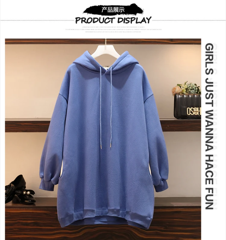 Размера плюс уличная sudaderas mujer негабаритных женская одежда толстовка kawaii голубой свободные хлопковые из овечьей шерсти женские A5844