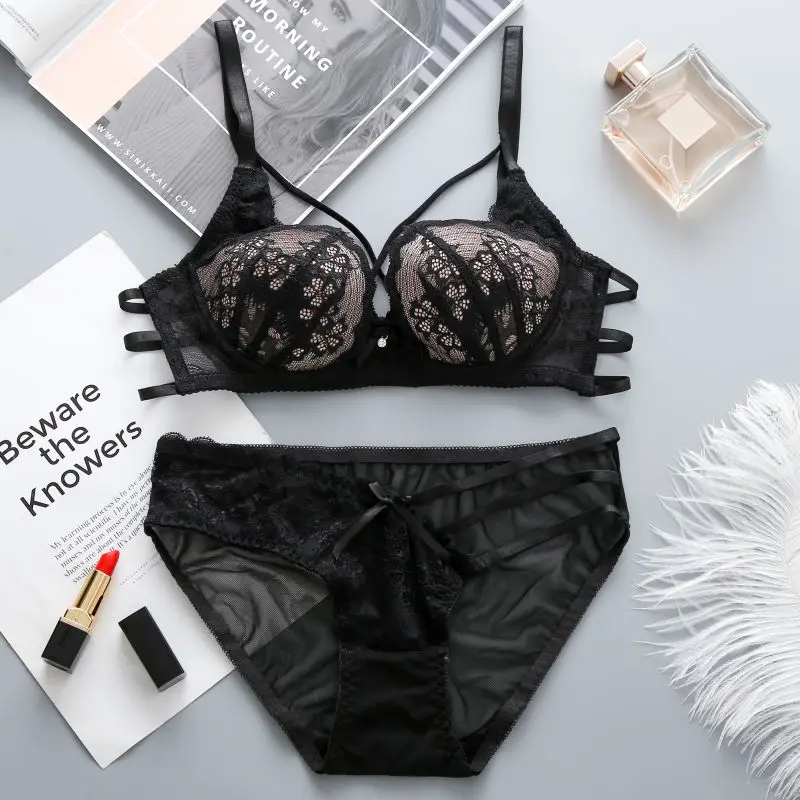 Женский сексуальный комплект с бюстгальтером закрытый спереди пуш ап трусики