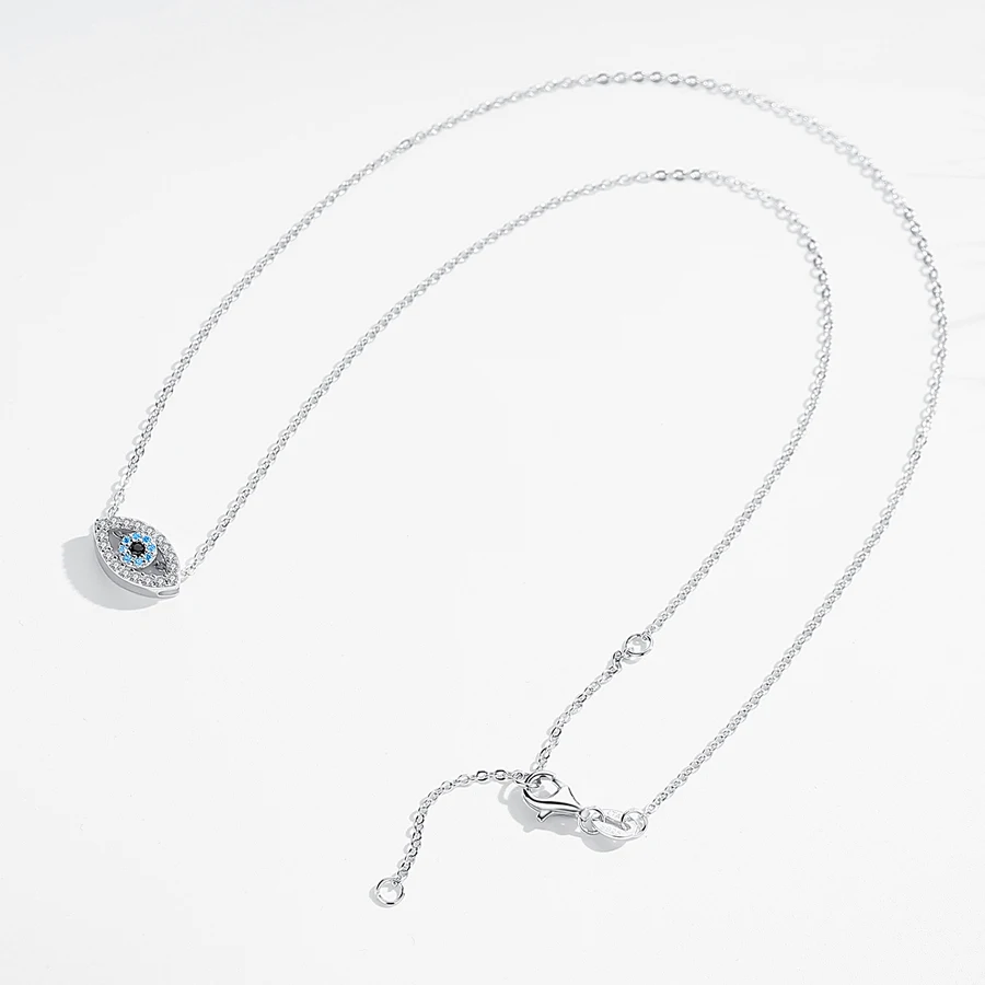KALETINE Fashion Charm 925 Sterling Silver Necklace Luck Turkey Blue Evil Eye Blue Rhinestone Eye Choker Necklace For Women - Image 2