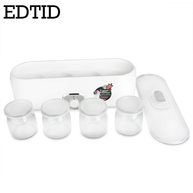 EDTID Electric Yogurt Maker With 4 Glass Cups Automatic Leben Yoghurt rice wine Machine Buttermilk Sour Cream natto Fermenter