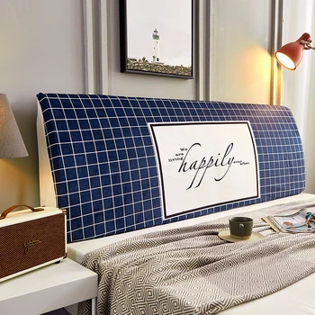 

Plaid Cartoon Printing High Elastic Bed Head Cover Crystal Velvet Fabric All-inclusive Bed Back Protective Cover Headboard Cover