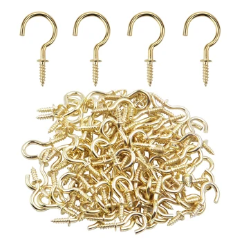 

20Pcs/set 1/2 5/8 3/4 7/8 Inches Brass Plated Cup Hooks Shouldered Screw Hanging Hat Coat Peg Hanger High Quality