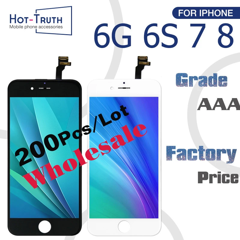 200 шт. ЖК-дисплей в сборе для iPhone 6, 6 S, 7, 8, Сенсорный экран ЖК-дисплей Дисплей для iPhone 7 экран Замена Класс ААА+++ тестирование