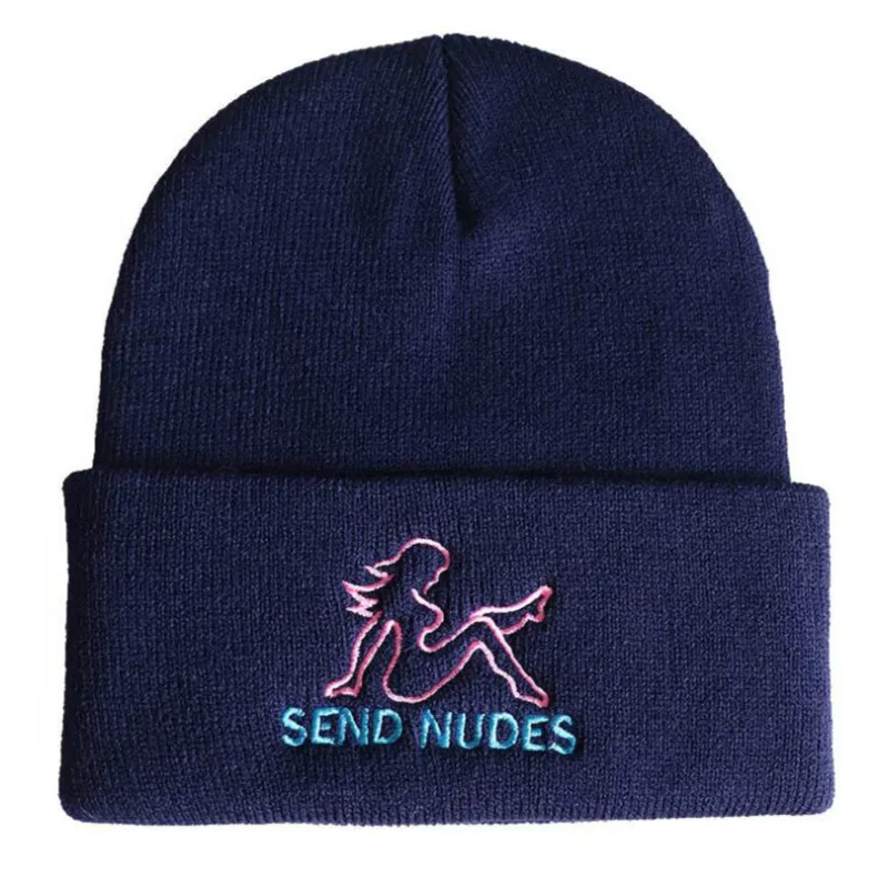 Отправить NUDES Skullise Beanie модная осенне-зимняя вязаная шапка с вышивкой в стиле хип-хоп теплая шапка для улицы Мужская лыжная шапка с черепом