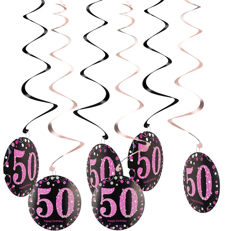 1set 50 hanging 30th 40th 50th день рождения одноразовая посуда Взрослые День Рождения принадлежности для вечеринки воздушный шар вечерние украшения 30 40 50 лет - Цвет: 1set 50 hanging