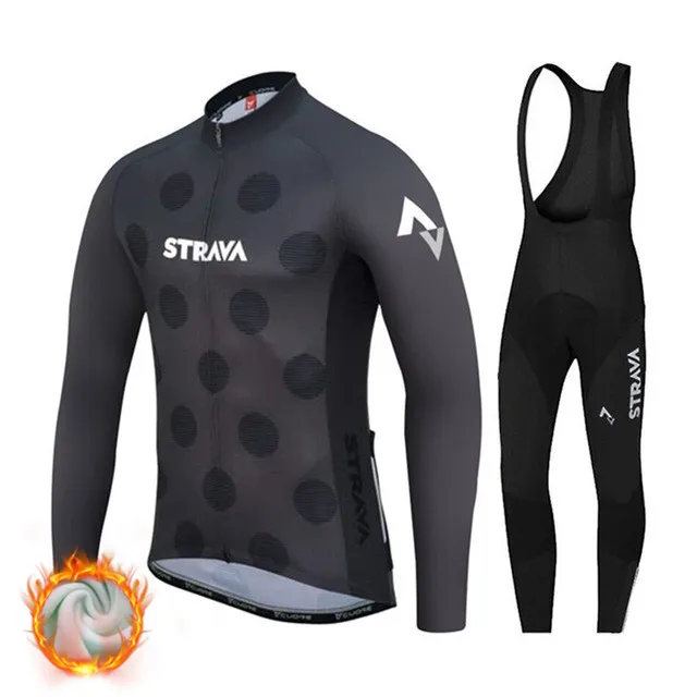 Strava теплая Зимняя Теплая Флисовая велосипедная одежда, мужская Трикотажная форма, костюм для езды на велосипеде, MTB Одежда, комбинезон, комплекты