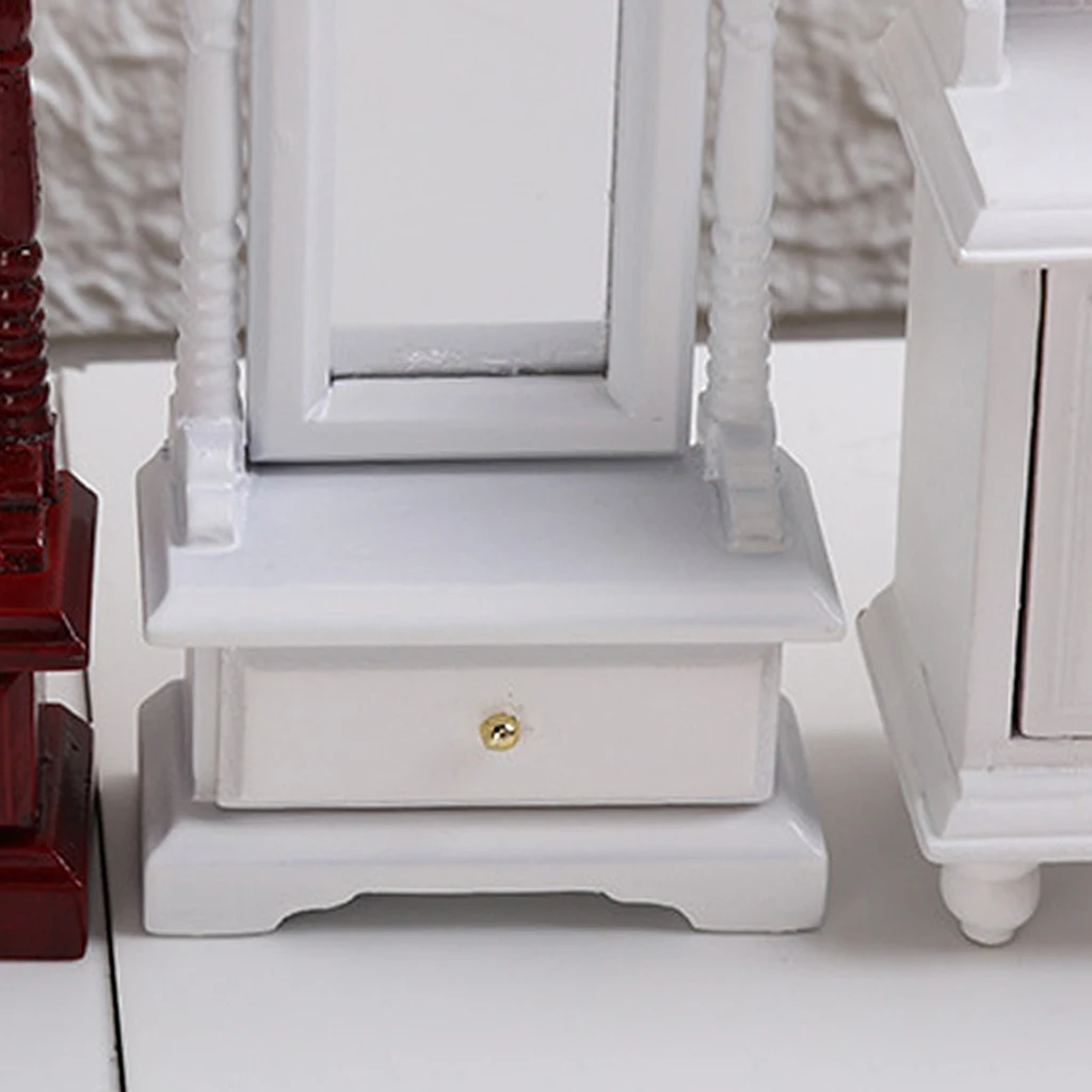 1:12 Scale Dolls House Birch Wooden Dressing Mirror Bathroom Decorative