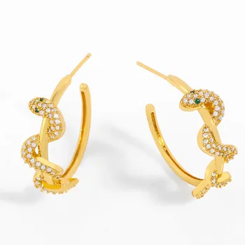 

Earring for Women Snake Hoop Earring Loop Circle Round Earring for Femal CZ Crystal Punk Rock 2020 Fashion Earrings Jewelry