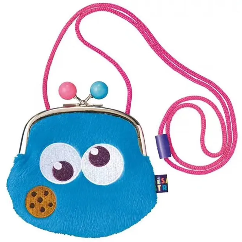 1PC Lovely Cartoon Embroidery Animal Plush Coin Purses Unisex Wallet Shoulder Bags Plush Bag