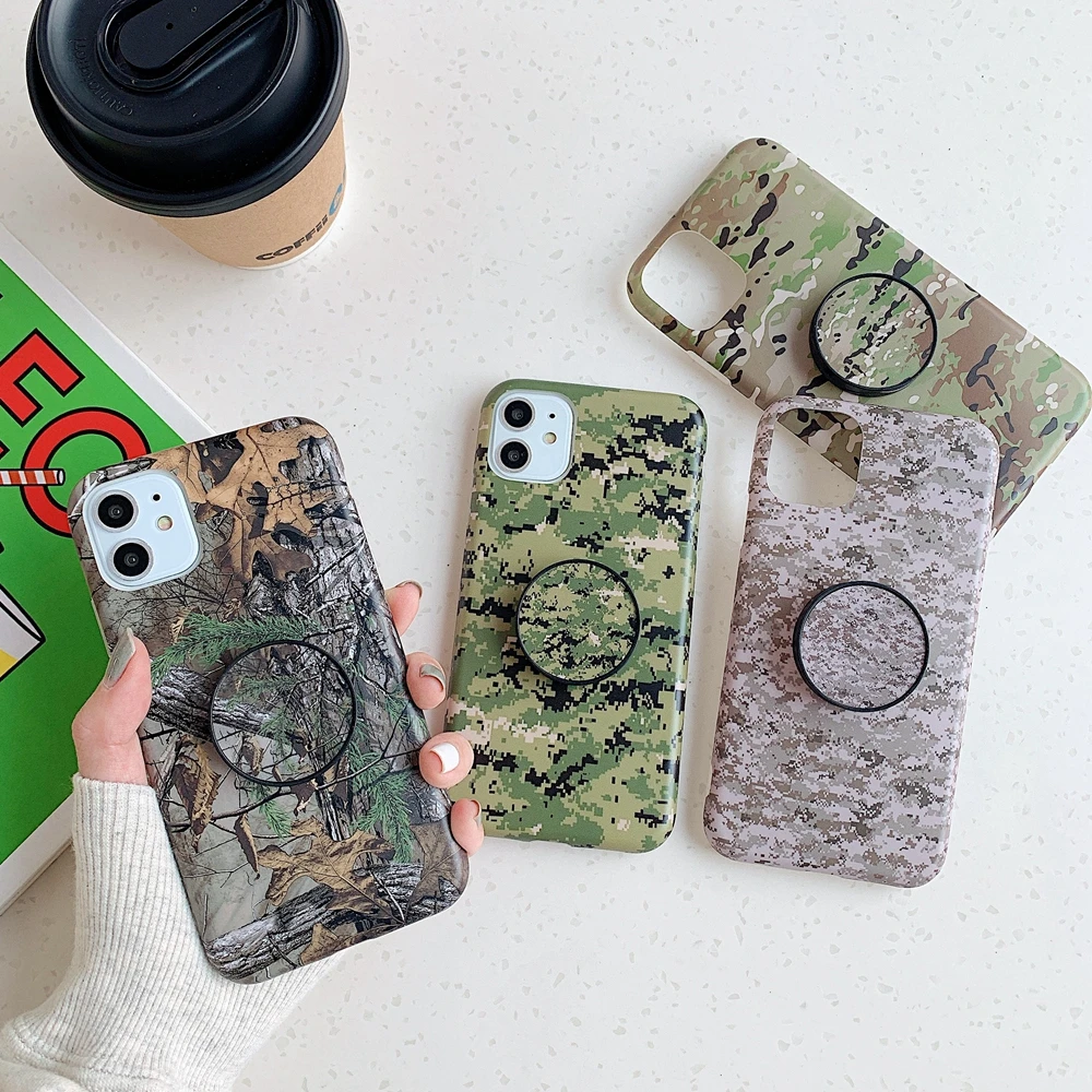 Чехол для iPhone 11 с камуфляжным рисунком мягкий ТПУ чехол подставкой 6 7 8 Plus чехлы i