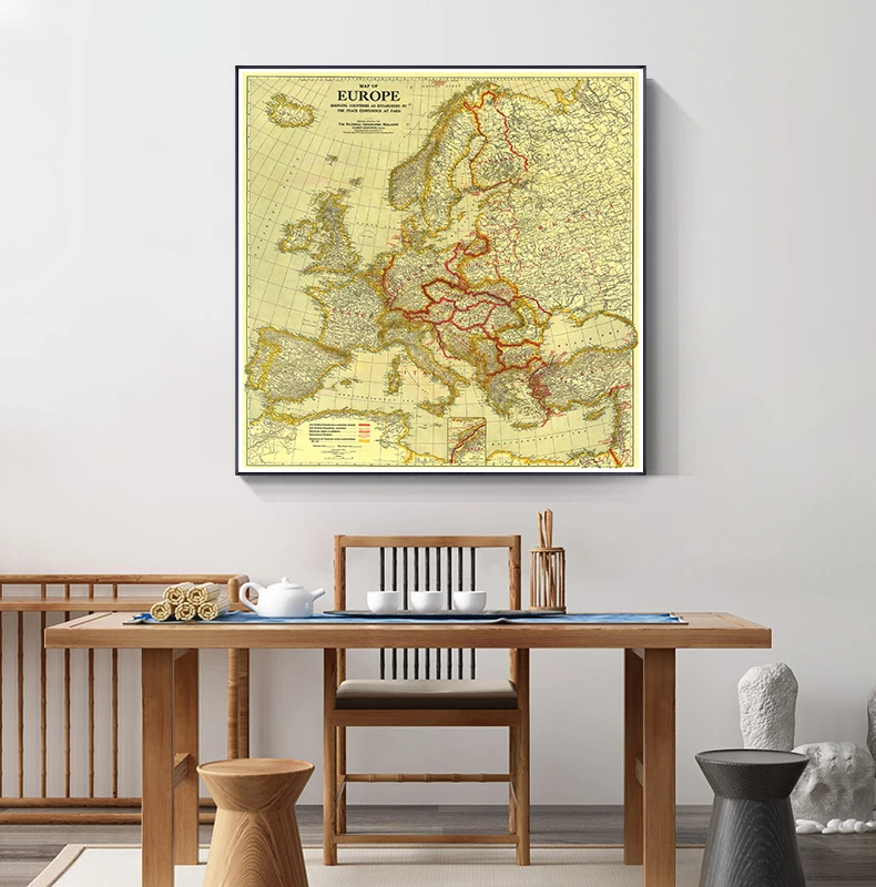 60*60 см Карта Европы в 1919 г. парусина мира для Парижской конференции маленькая