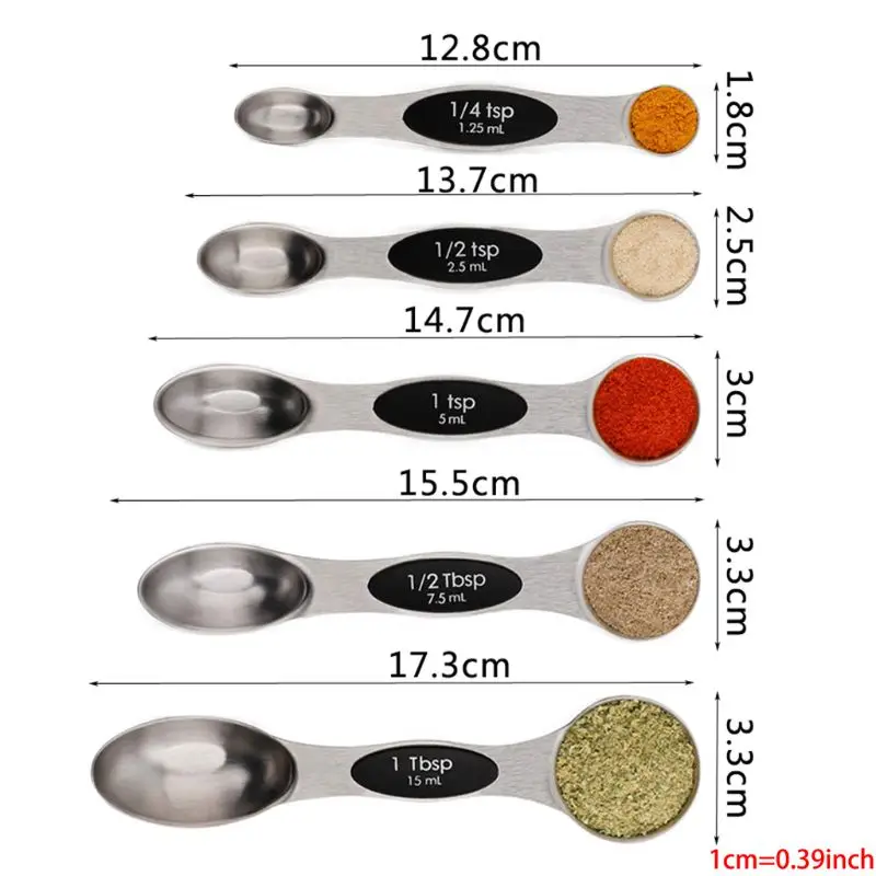 New 5 Count Magnetic Measuring Spoon Set Stainless Steel Measuring spoon Used in the kitchen baking Cooking essential TSP