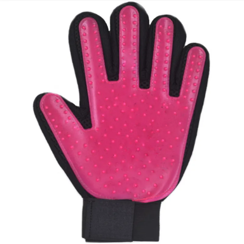 rose red left hand Щетка для собак, перчатка для питомцев, мягкая эффективная перчатка для ухода за домашними животными и кошками, перчатка для ванны собак, товары для чистки кошек, перчатка для домашних животных, расчески для собак - Цвет: rose red left hand