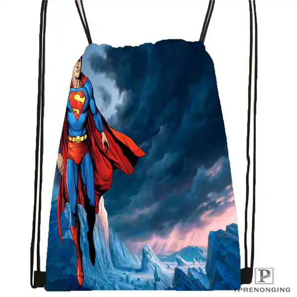 Drawstring Backpack Пользовательские Супермен 24 походная сумка на шнурке милый рюкзак для детей(черная спинка) 31x40 см#180531-04-13 - Цвет: Drawstring Backpack