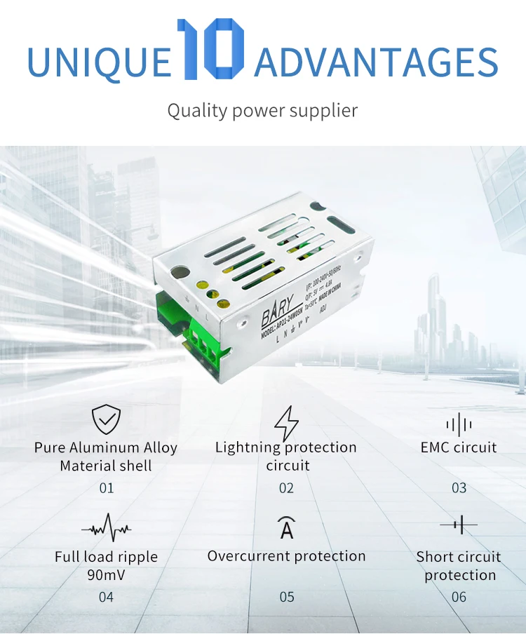 Precisão-fonte de Alimentação Circuito de Dupla Consumo de Energia Alta Industrial Finalidade Tamanho Pequeno Ultra Baixo Emc Ap21-24w05n 2 Terminais fixos sem fio