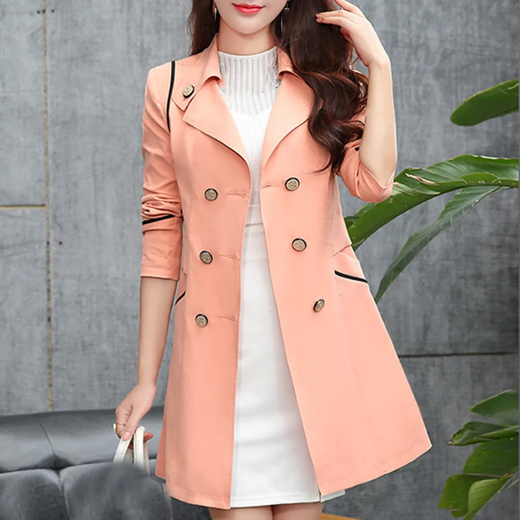 Страусиная Женская куртка пальто осень зима женская тонкая куртка пальто с отложным воротником Повседневная Верхняя одежда с длинным рукавом N30