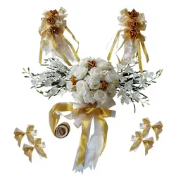 Роскошный свадебный набор для украшения автомобиля DIY Искусственный шелк цветок лента Набор бантов реквизит для свадебных фотографий