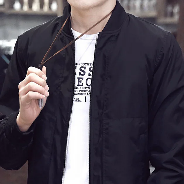 Jacket Men's Baseball Collar Coat Men Jacket Casual Thin Autumn New Products Large Size Ribbed Pattern MEN'S Jacket