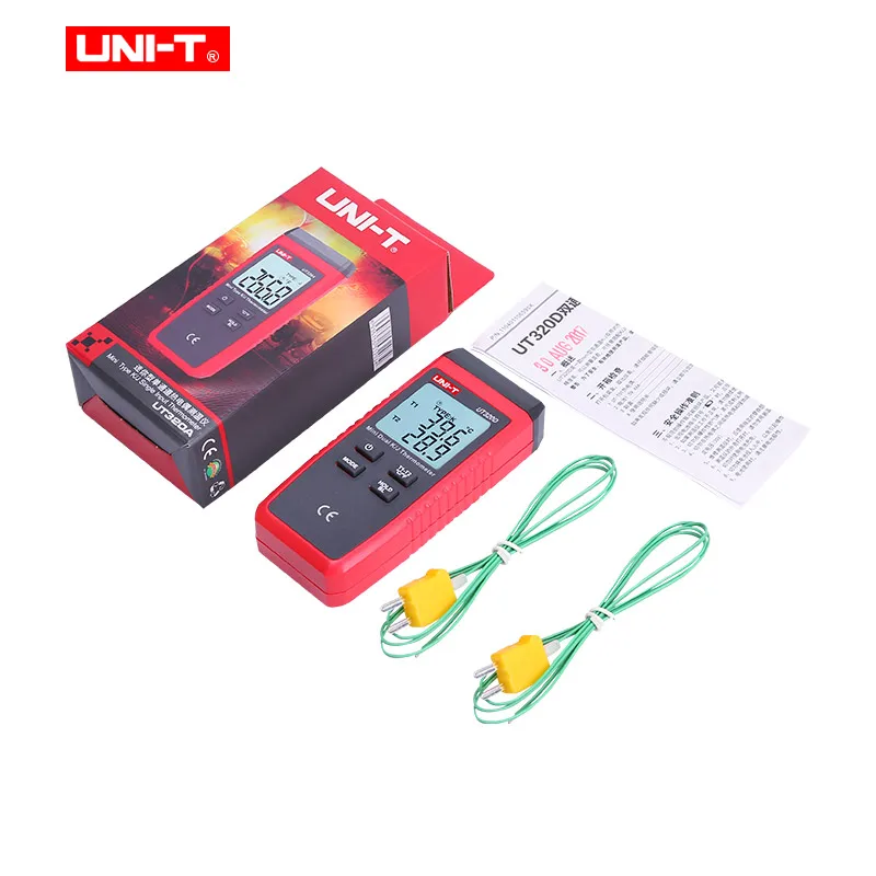 UNI-T UT320A UT320D термометр термопара мини Контакт Тип двухканальный K/J измеритель температуры подсветка данных держать выключен авто