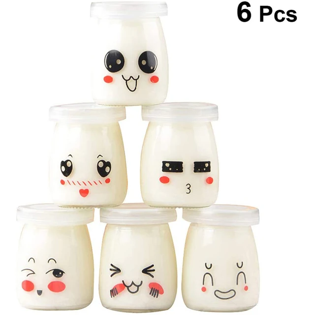 6pcs Cute Small Glass Yogurt Jars With Lids: A Chic and Fashionable Way to Store Your Sweet Treats