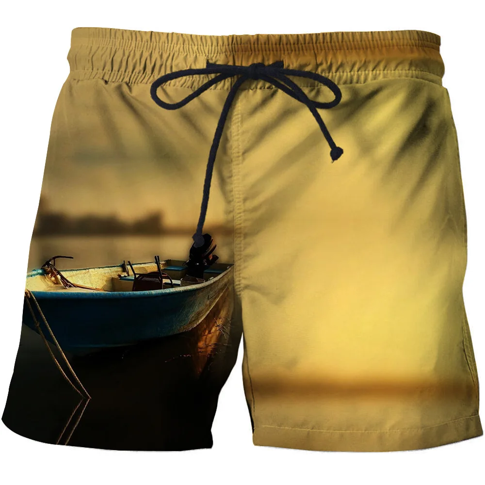 Discount SHUJIN 3D Fish Printed Summer 2020 Surfing Swiming Cotton Shorts Men Pants Drawstring Casual Beach Wear Male Thin Short
