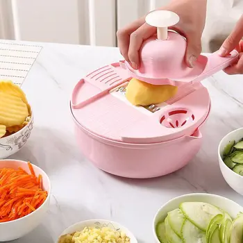 

Round hand-held wheat straw multi-function kitchen chopping device