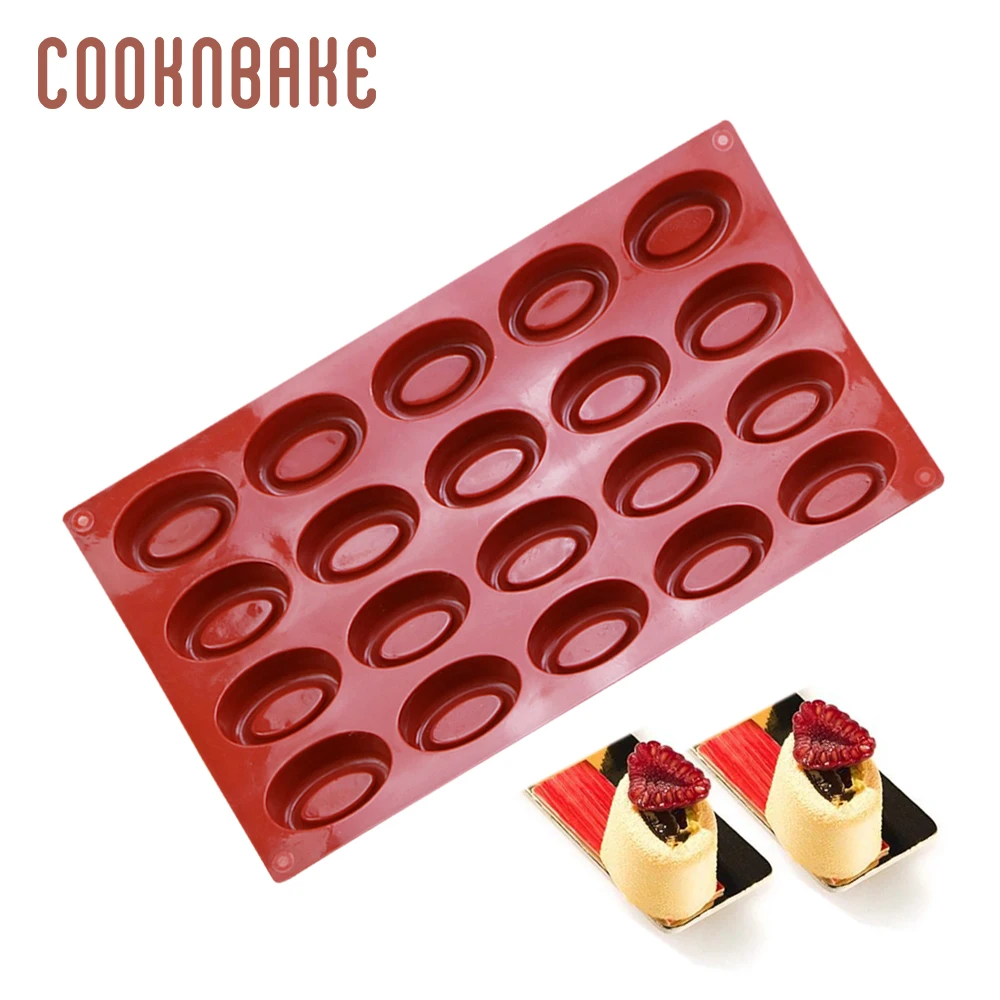 COOKNBAKE oval silicone mold for cake biscuit pastry baking donut candy gummy chocolate form 20 cavity ice cake decoration tool