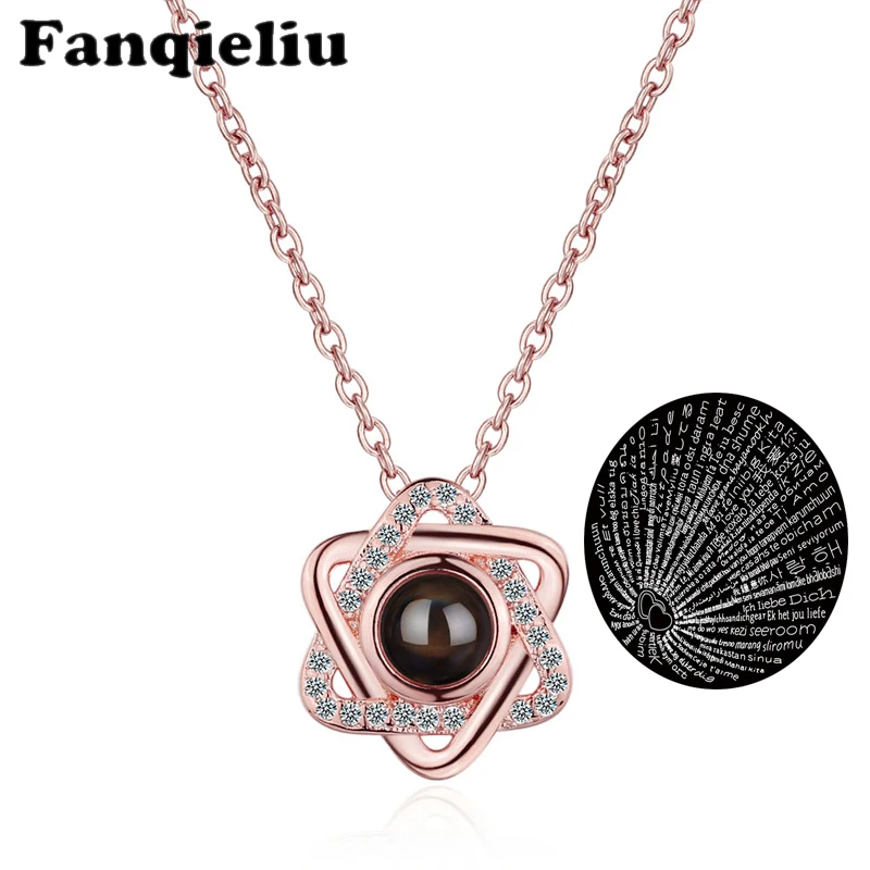 Женский треугольный кулон Fanqieliu ожерелье из розового золота с микрорезьбой по