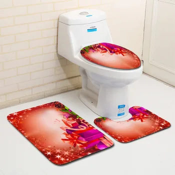 

Christmas 3 Sets Of Carpets Bathroom Non-slip Mats Toilet Aborsbent Rug Floor Mat Kitchen and Toilet Bathtub Floor Pads