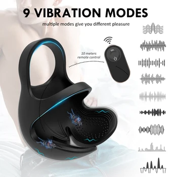 Wireless Remote Penis Vibrating Ring Dildo Vibrators For Men Scrotum Massager Male Chastity Cage Testicle Bondage Adult Sex Toys 2